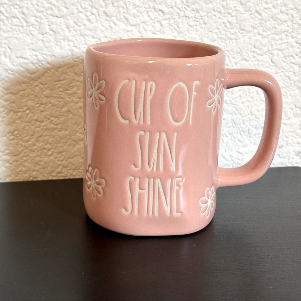 Rae Dunn CUP OF SUN SHINE Pink Flower Coffee Tea‎ Mug Gift Idea NEW